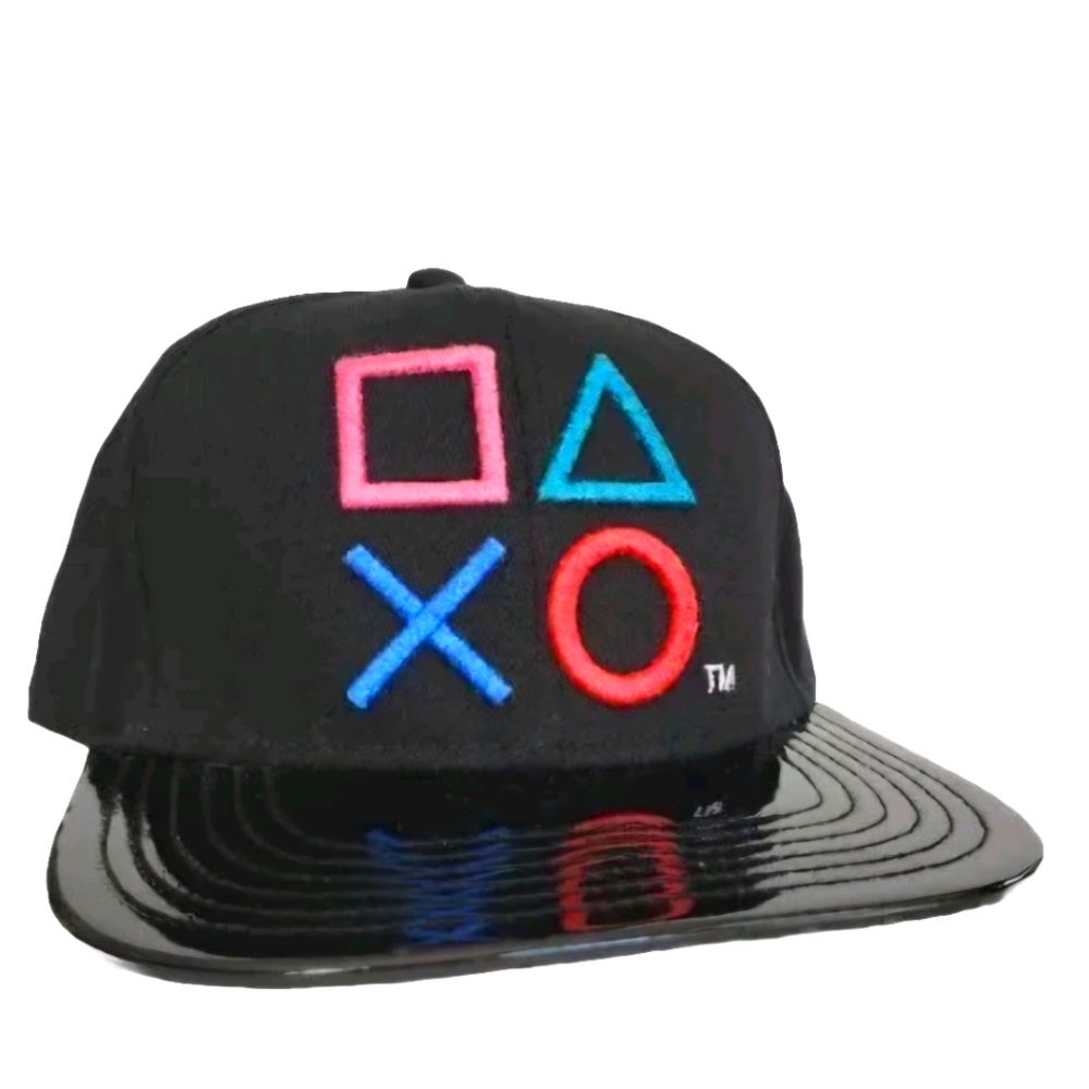 YK2-PlayStation Black Cap Hat with Colorful Symbols Video Gamer Party